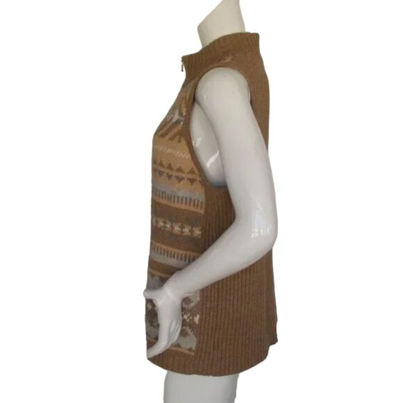 LAUREN RALPH LAUREN Sweater Vest, 1X, Patterned Front, Ribbed Back, Zipper - Picture 7 of 10